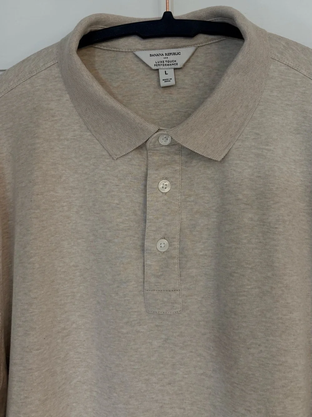 Banana Republic Luxury-Touch Long-Sleeve Polo Color: Oatmeal Size: Large